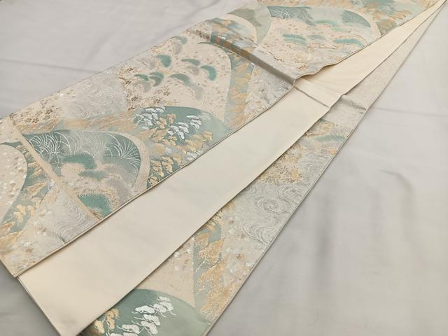 平和屋着物◎西陣 六通柄袋帯 遠山松文 金銀糸 正絹 逸品 BAAT1607xk