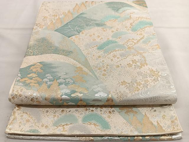 平和屋着物◎西陣 六通柄袋帯 遠山松文 金銀糸 正絹 逸品 BAAT1607xk