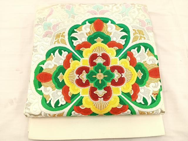 平和屋着物◎六通柄袋帯 唐織 正倉院花文 金銀糸 正絹 逸品 BAAS5462bs