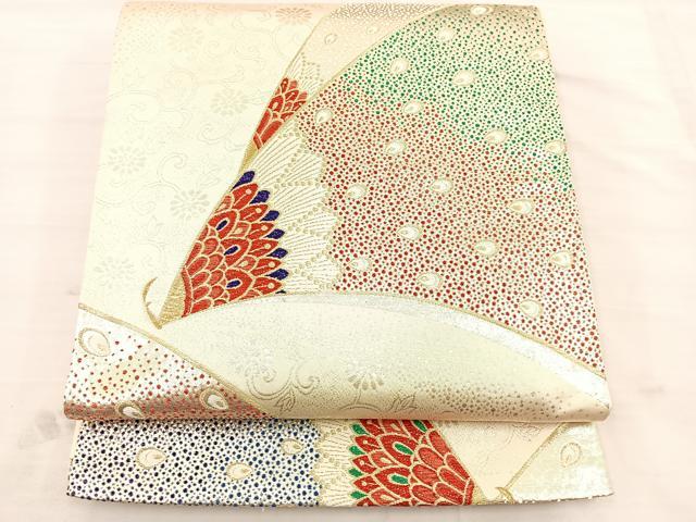 平和屋着物◎六通柄袋帯 花鳥文 金銀糸 正絹 逸品 BAAS5463bs