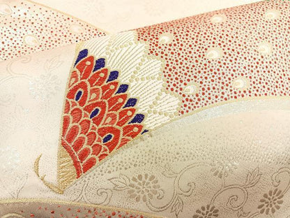 平和屋着物◎六通柄袋帯 花鳥文 金銀糸 正絹 逸品 BAAS5463bs