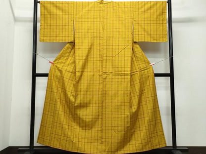 平和屋着物●上質な紬　吉野間道　正絹　逸品　未使用　CAAR8255vf
