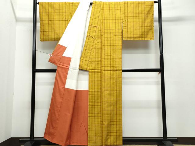 平和屋着物●上質な紬　吉野間道　正絹　逸品　未使用　CAAR8255vf