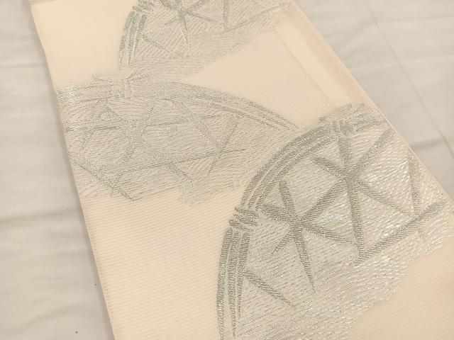 平和屋着物＊夏物　六通柄袋帯　籬　銀糸　正絹　逸品　BAAT1197hv