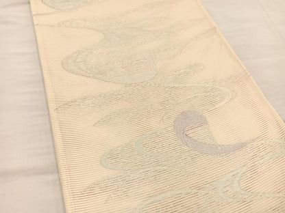 平和屋着物＊夏物 六通柄袋帯 流水芝草文 銀糸 正絹 逸品 BAAT3006hv