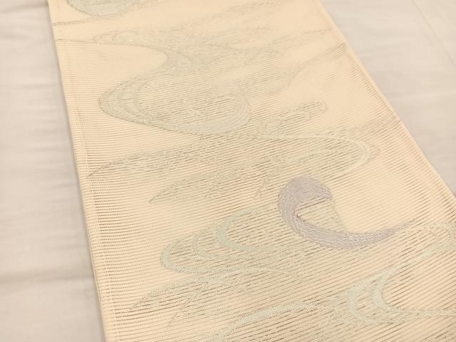平和屋着物＊夏物 六通柄袋帯 流水芝草文 銀糸 正絹 逸品 BAAT3006hv