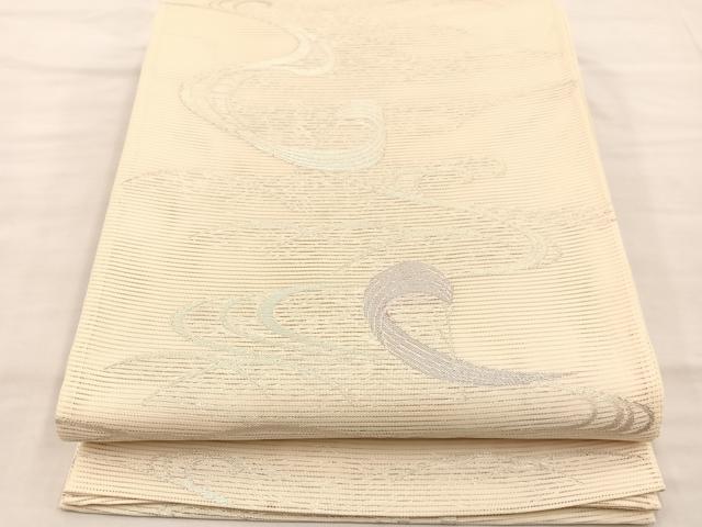 平和屋着物＊夏物 六通柄袋帯 流水芝草文 銀糸 正絹 逸品 BAAT3006hv