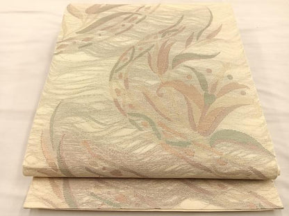 平和屋着物＊夏物 六通柄袋帯 草花文 金糸 正絹 逸品 BAAT3022hv