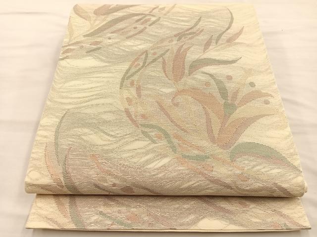 平和屋着物＊夏物 六通柄袋帯 草花文 金糸 正絹 逸品 BAAT3022hv
