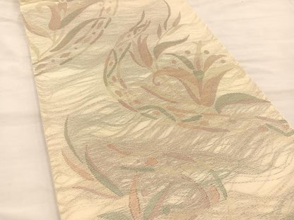 平和屋着物＊夏物 六通柄袋帯 草花文 金糸 正絹 逸品 BAAT3022hv