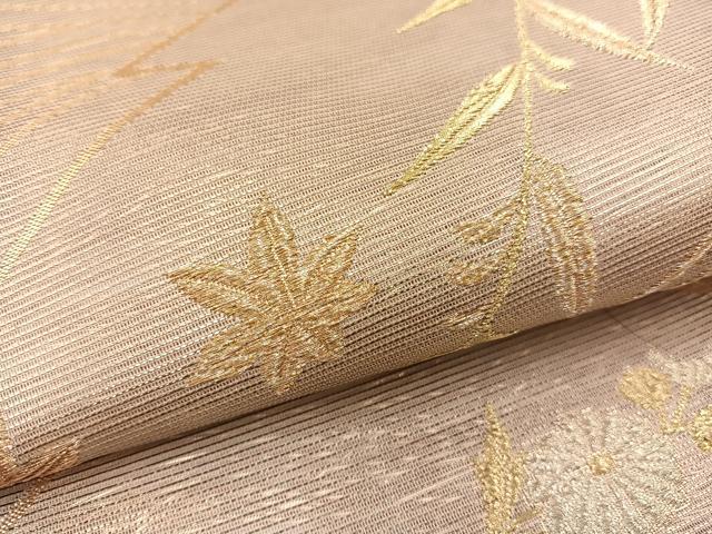 平和屋着物＊夏物 六通柄袋帯 渡橋花文 金彩 正絹 逸品 BAAT3048hv