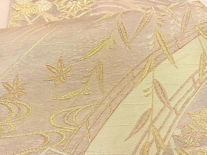 平和屋着物＊夏物 六通柄袋帯 渡橋花文 金彩 正絹 逸品 BAAT3048hv