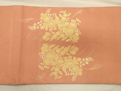 平和屋着物◎太鼓柄袋帯 綴れ 吉祥花文 金糸 正絹 逸品 CAAS4654ft