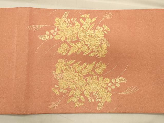 平和屋着物◎太鼓柄袋帯 綴れ 吉祥花文 金糸 正絹 逸品 CAAS4654ft