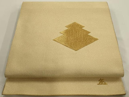 平和屋着物◎太鼓柄袋帯 松皮菱文 金糸 正絹 逸品 AAAV3303sx