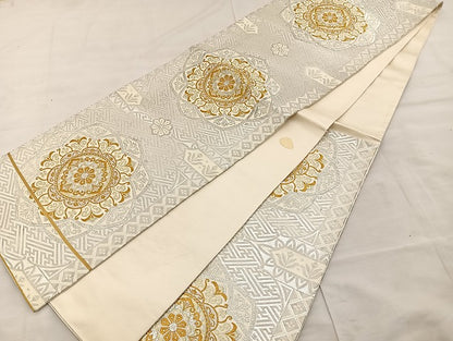 平和屋着物◎六通柄袋帯 正倉院花文 金銀糸 正絹 逸品 BAAS4941wb