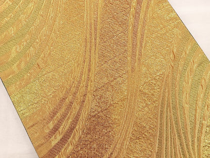 平和屋着物◎全通柄袋帯 ふくれ織 流水文 金糸 正絹 逸品 BAAS4943wb