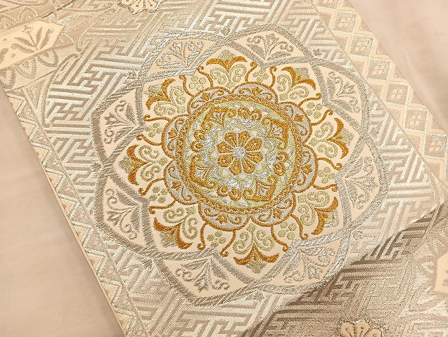 平和屋着物◎六通柄袋帯 正倉院花文 金銀糸 正絹 逸品 BAAS4941wb