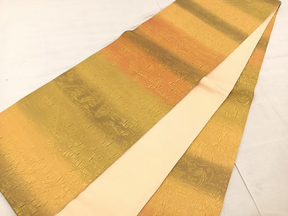 平和屋着物◎全通柄袋帯 ふくれ織 宗浩 更紗花文 金彩 正絹 逸品 BAAS4944wb
