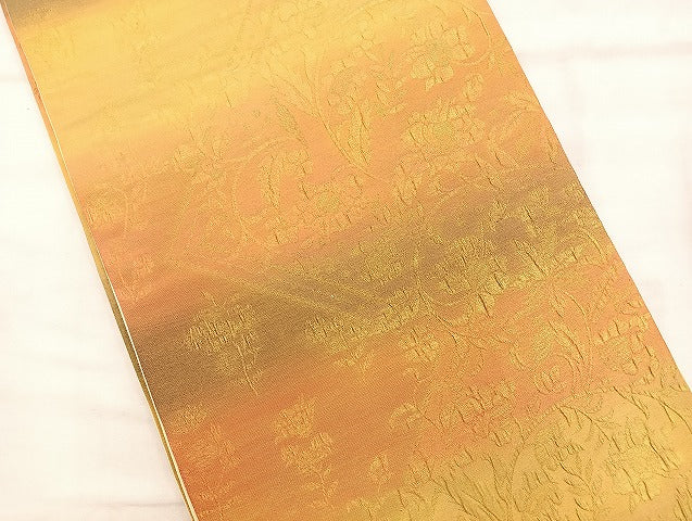 平和屋着物◎全通柄袋帯 ふくれ織 宗浩 更紗花文 金彩 正絹 逸品 BAAS4944wb