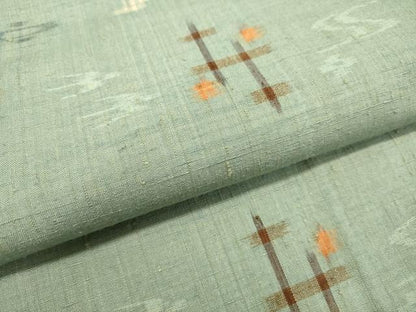 平和屋着物●赤倉紬　絣文様　反端付き　正絹　逸品　DAAS2239tw