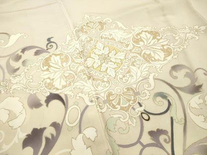 平和屋着物●訪問着 駒刺繍 洋花文 金彩 胴抜き仕立て 正絹 逸品 DAAS2261tw