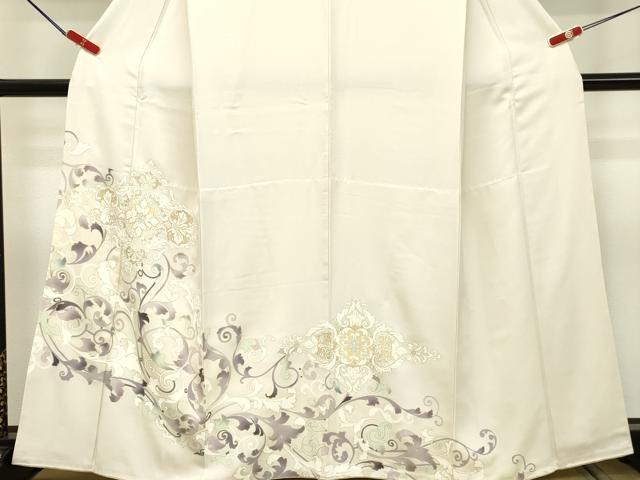 平和屋着物●訪問着 駒刺繍 洋花文 金彩 胴抜き仕立て 正絹 逸品 DAAS2261tw