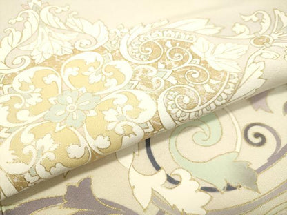 平和屋着物●訪問着 駒刺繍 洋花文 金彩 胴抜き仕立て 正絹 逸品 DAAS2261tw