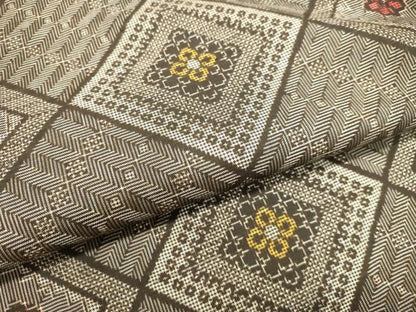平和屋着物●希少 本場大島紬 龍郷絣 アンサンブル 花菱文 正絹 逸品 DAAS2277tw