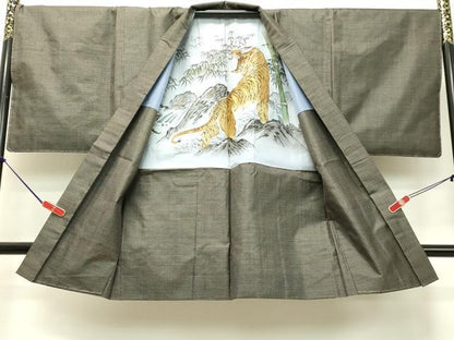 平和屋着物●男性 紬 アンサンブル 100亀甲 総詰め 正絹 逸品 未使用 DAAS2286tw
