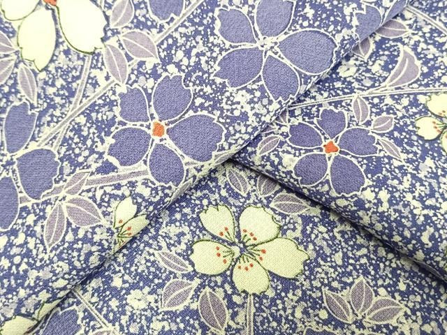 平和屋着物▽上質な小紋 単衣 枝花文 正絹 逸品 AAAV2635fy