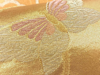 平和屋着物◎六通柄袋帯 更紗花蝶文 金銀糸 正絹 逸品 BAAS9964du