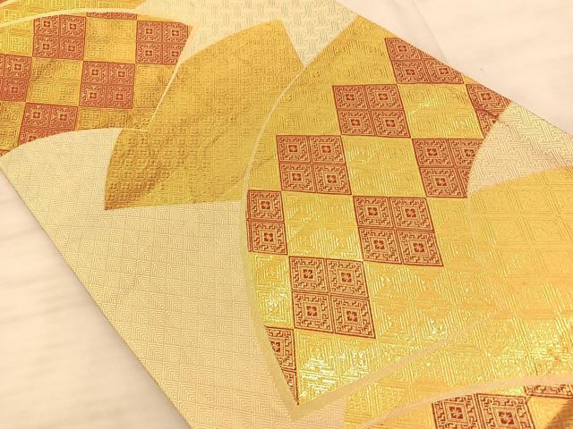 平和屋着物◎両面六通柄袋帯 竹に花 金糸 正絹 逸品 BAAS9990du