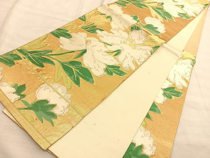 平和屋着物◎六通柄袋帯 唐織 草花文 金銀糸 正絹 逸品 BAAS9994du