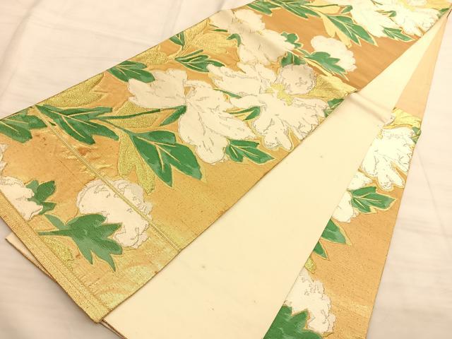 平和屋着物◎六通柄袋帯 唐織 草花文 金銀糸 正絹 逸品 BAAS9994du