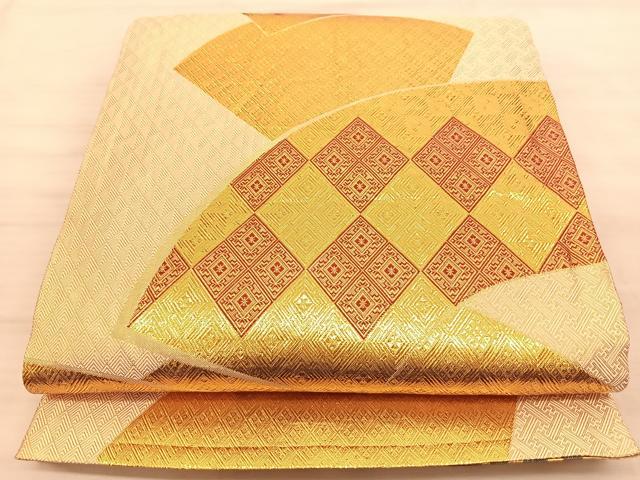 平和屋着物◎両面六通柄袋帯 竹に花 金糸 正絹 逸品 BAAS9990du