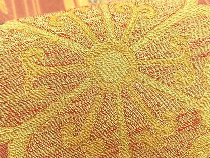 平和屋着物◎両面六通柄袋帯 竹に花 金糸 正絹 逸品 BAAS9990du
