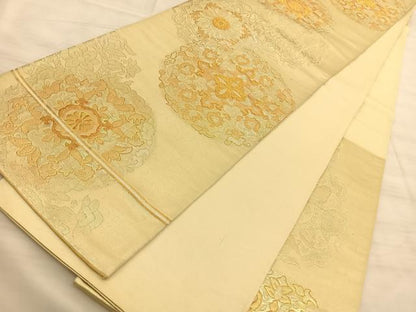 平和屋着物◎六通柄袋帯 宝相華 金糸 正絹 逸品 BAAS9997du
