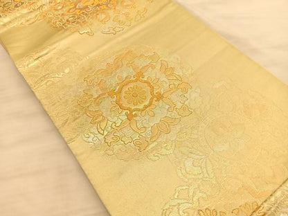 平和屋着物◎六通柄袋帯 宝相華 金糸 正絹 逸品 BAAS9997du