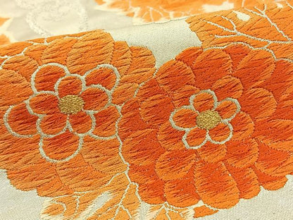 平和屋着物◎六通柄袋帯 唐織 七宝花文 銀糸 正絹 逸品 BAAT0743yt