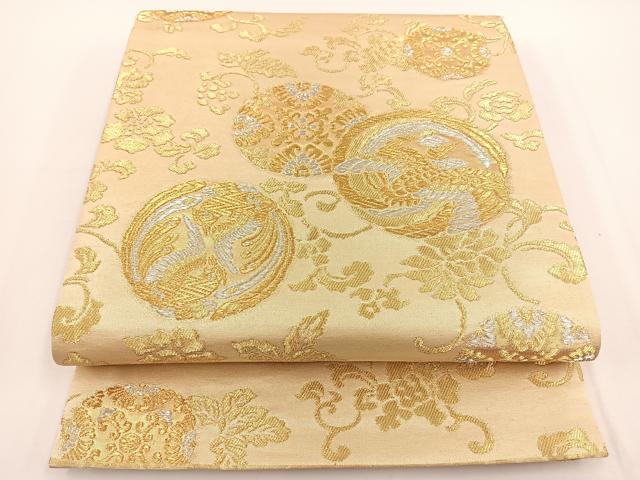 平和屋着物◎六通柄袋帯　花鳥丸文　金銀糸　正絹　逸品　BAAT0482yt