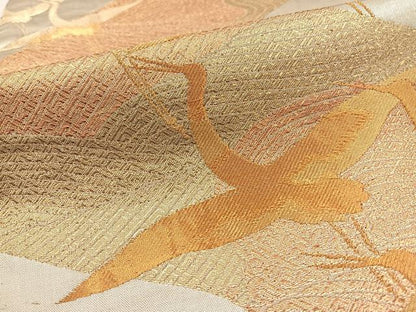 平和屋着物◎六通柄袋帯 飛鶴文 金銀糸 正絹 逸品 BAAT0494yt