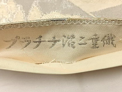 平和屋着物◎六通柄袋帯 風景文 プラチナ箔二重織 正絹 逸品 BAAT0510yt
