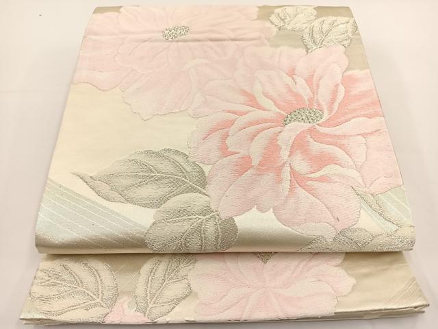 平和屋着物◎六通柄袋帯 唐織 草花文 正絹 逸品 BAAT0506yt