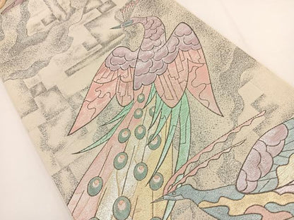 平和屋着物◎六通柄袋帯 麗鳥清薫文 金銀糸 正絹 逸品 BAAT0503yt