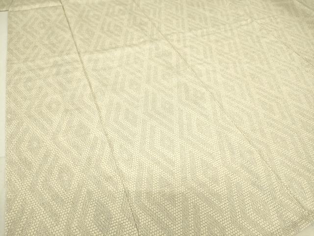 平和屋着物▽白鷹お召　単衣　菱文　110亀甲　正絹　逸品　DAAS0306az