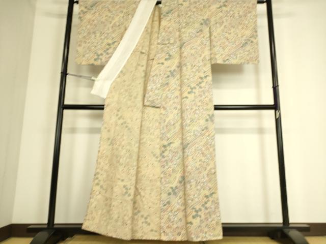 平和屋着物▽上質な小紋 単衣 辻が花 金彩 正絹 逸品 DAAS0332az
