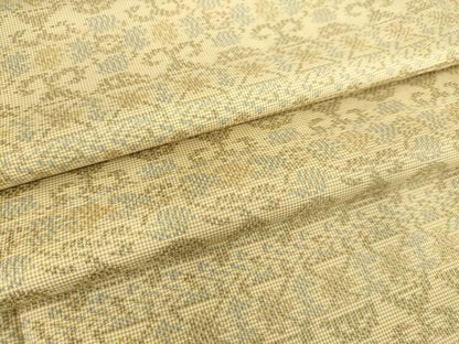 平和屋着物▽本場大島紬 7マルキ 単衣 横段唐草文 正絹 逸品 DAAS0330az