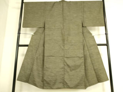 平和屋着物▽男性 紬 単衣 吉祥小絣 草木紬 反端付き 正絹 逸品 DAAS0334az