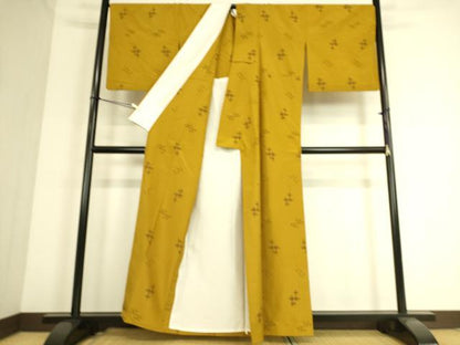 平和屋着物▽上質な紬 単衣 絣文 正絹 逸品 DAAS0358az